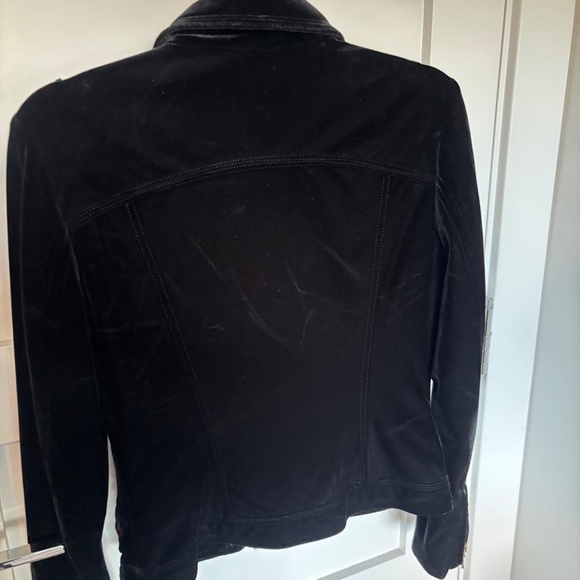 INC Black Velvet Moto Jacket with Gold Zipper Details – Size S - Picture 2 of 3